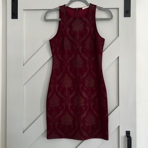Soprano Burgundy and Gold Mini Bodycon Dress